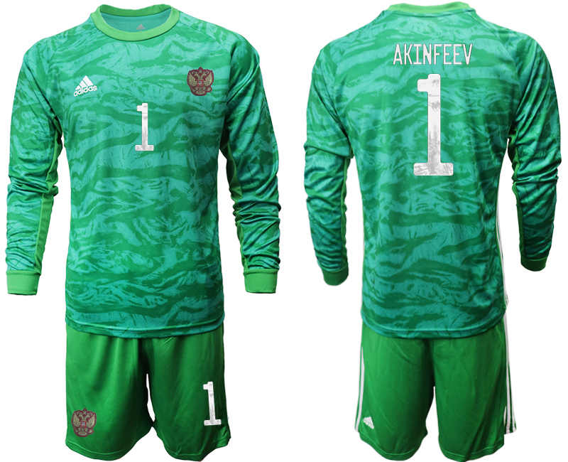 Cheap Men 2021 European Cup Russia green Long sleeve goalkeeper 1 Soccer Jersey3